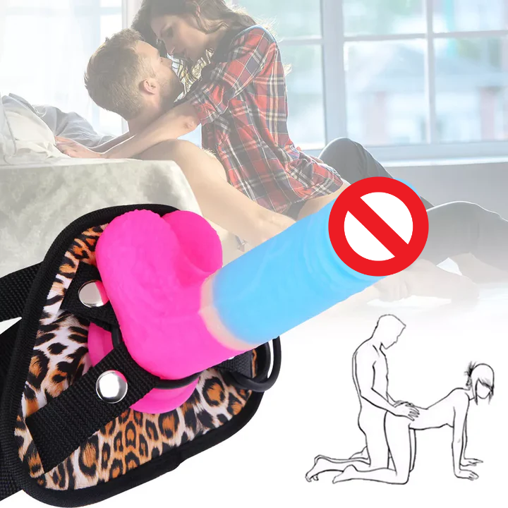 7.09 Inches Strap-on Dildo Leopard Belt For Lesbian Couple