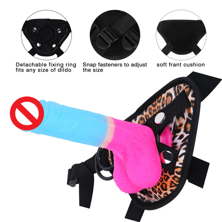 7.09 Inches Strap-on Dildo Leopard Belt For Lesbian Couple